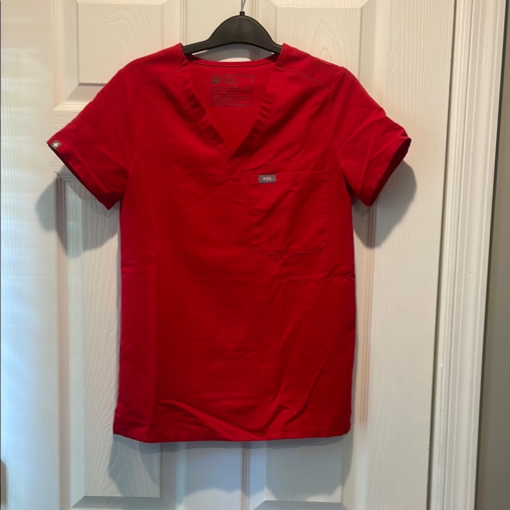 Figs Scarlet V-Neck Scrub Top